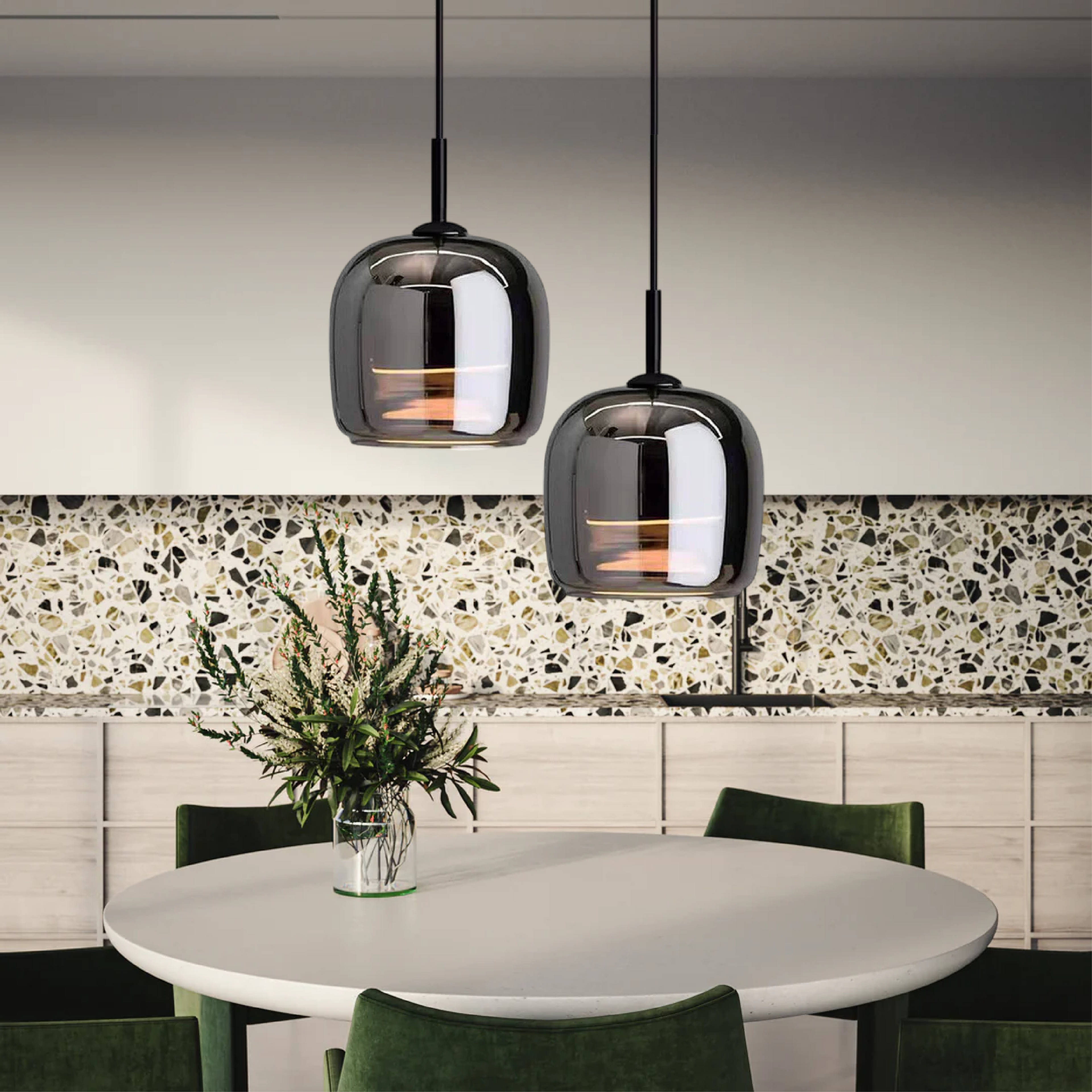 Arden Nordic Pendelampe Med Røget Glas Til Køkkenøer Og Spisestuer
