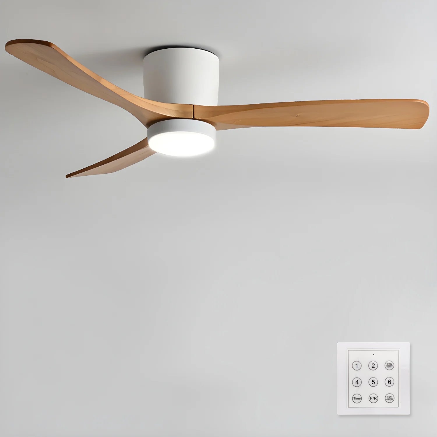 Everwood Nordic Træ Finish Loftventilator Med LED Lys, 42-Inch Eller 48-Inch
