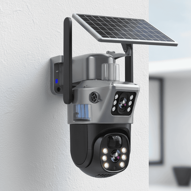 Trådløs 4K Sikkerhedskamera med Solpanel – 360 Grader og Smart Detektion