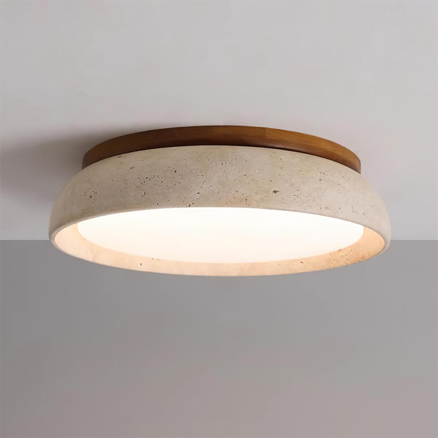 Aureli Træbase Travertin Loftlampe