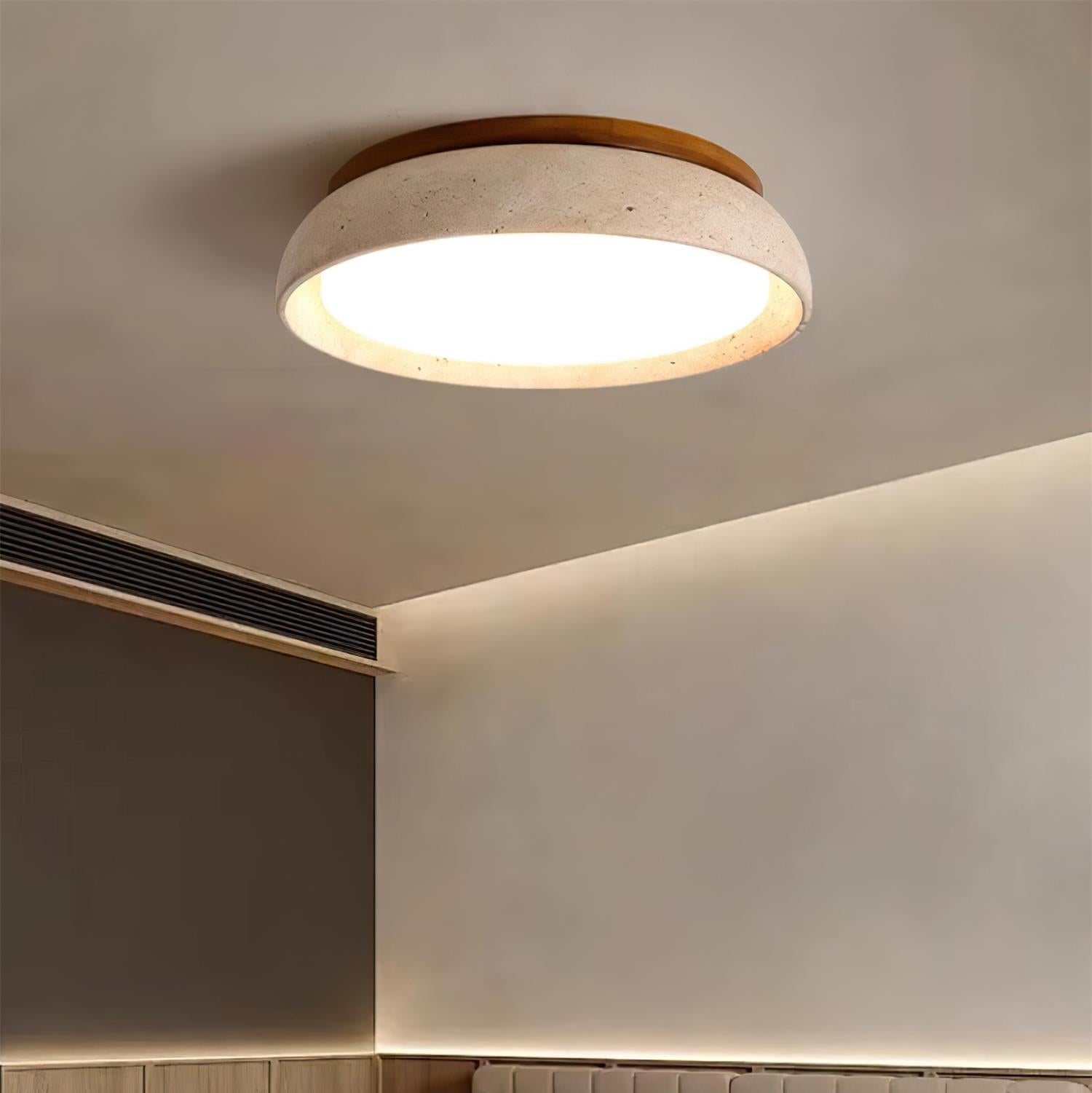 Aureli Træbase Travertin Loftlampe