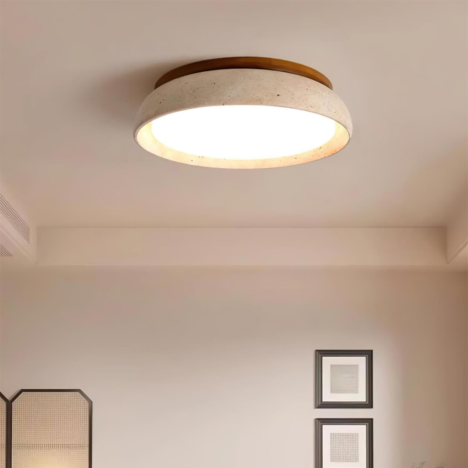 Aureli Træbase Travertin Loftlampe