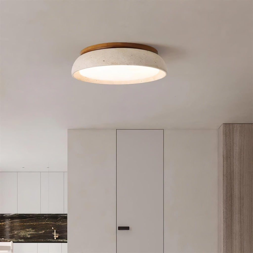Aureli Træbase Travertin Loftlampe