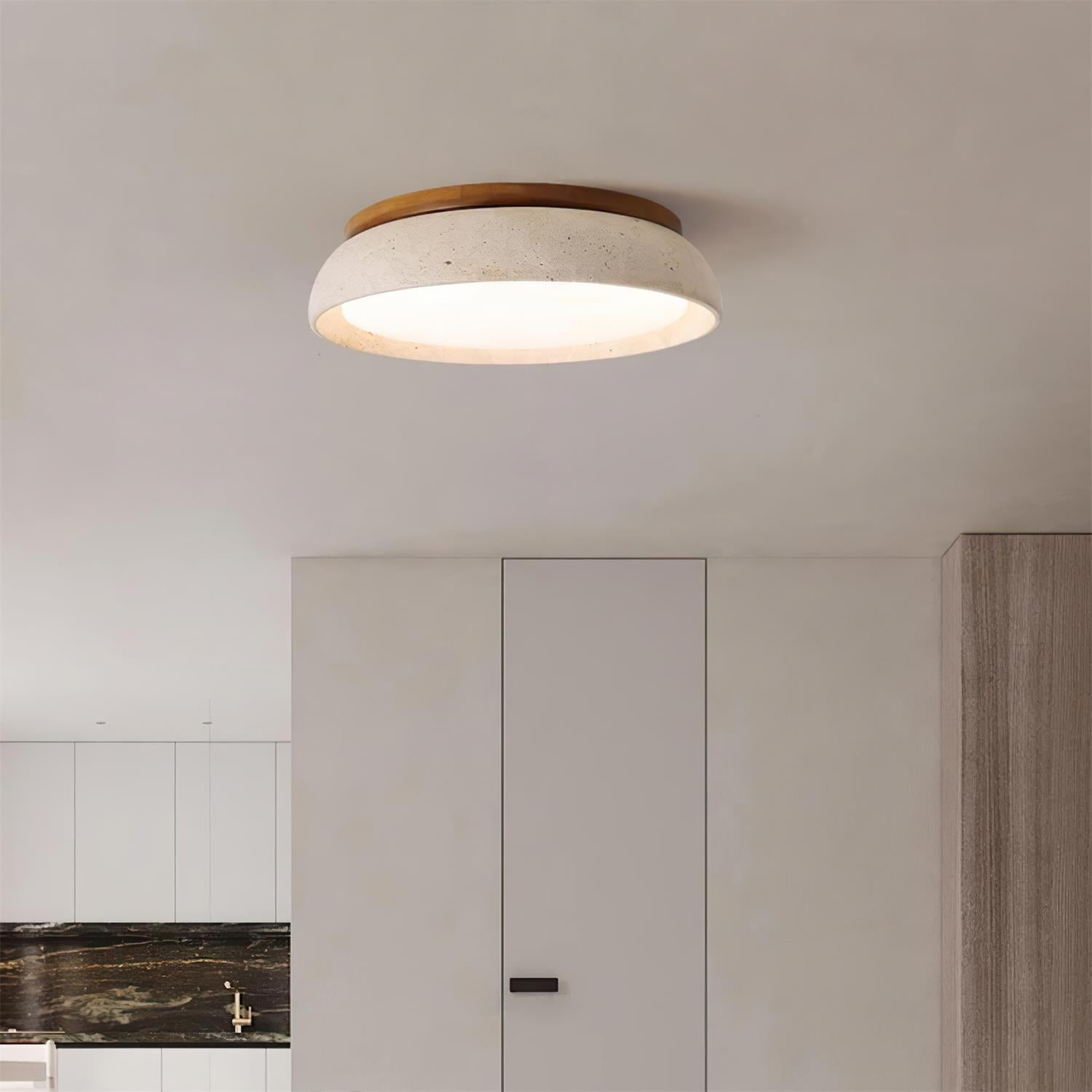 Aureli Træbase Travertin Loftlampe