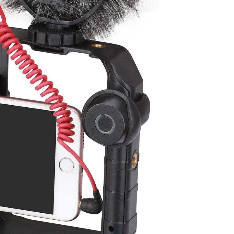 Telefon Video Rig Med Lys Til Filmmaking På Farten Og Stabil Optagelse