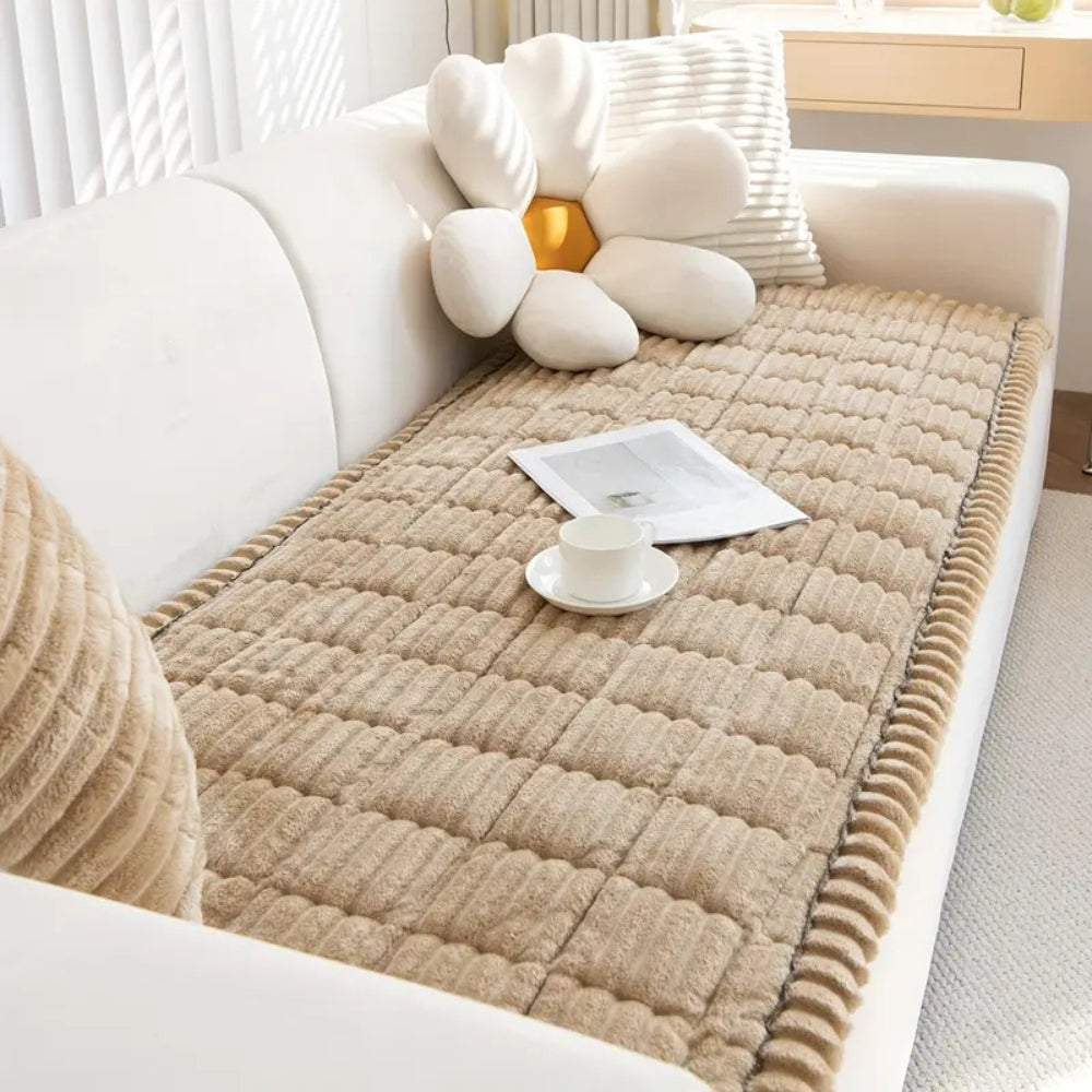 Plys Sofa Beskytter Mat med Fleece Tekstur og Skridsikker Bagside