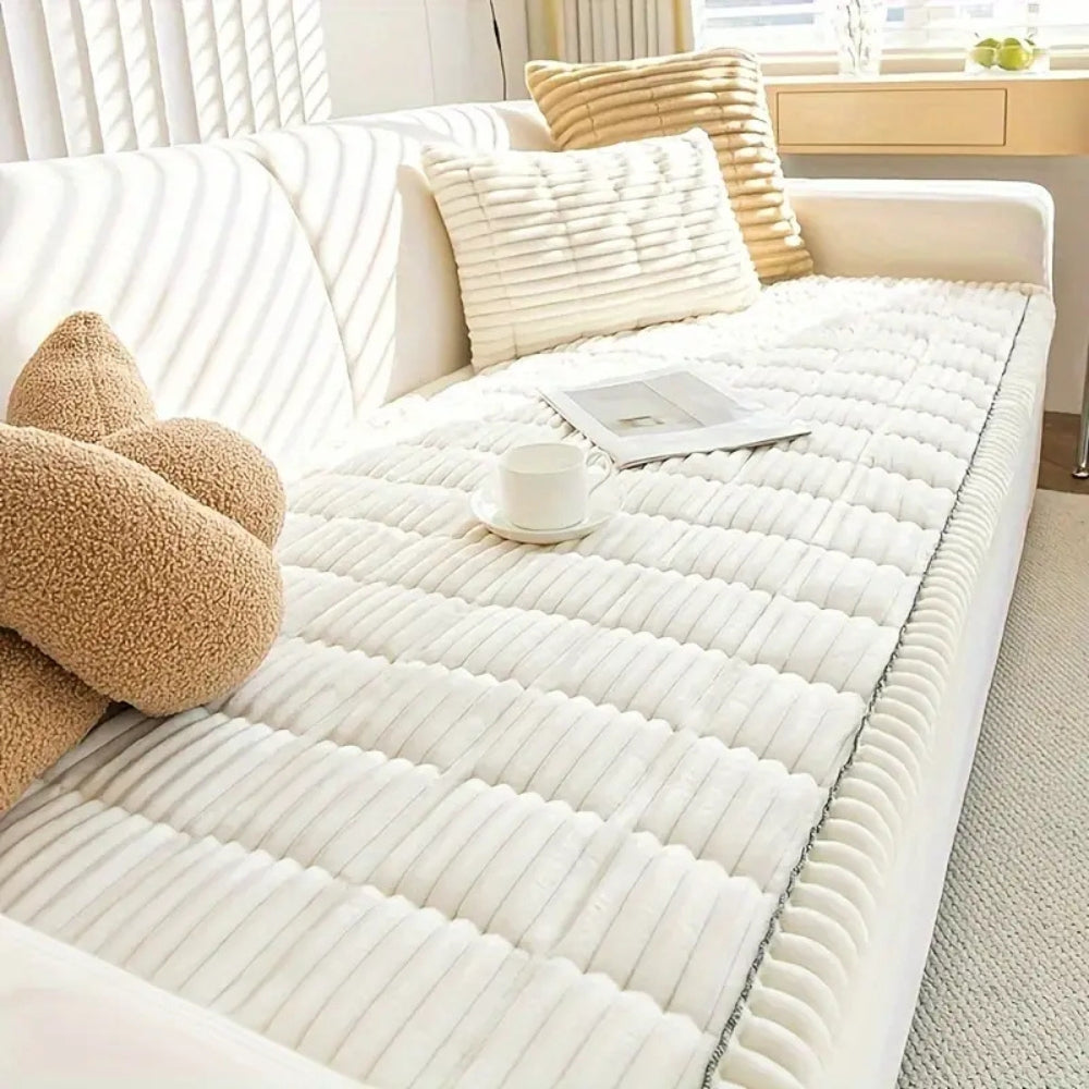Plys Sofa Beskytter Mat med Fleece Tekstur og Skridsikker Bagside