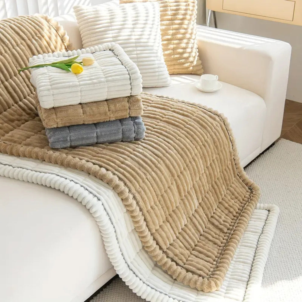 Plys Sofa Beskytter Mat med Fleece Tekstur og Skridsikker Bagside