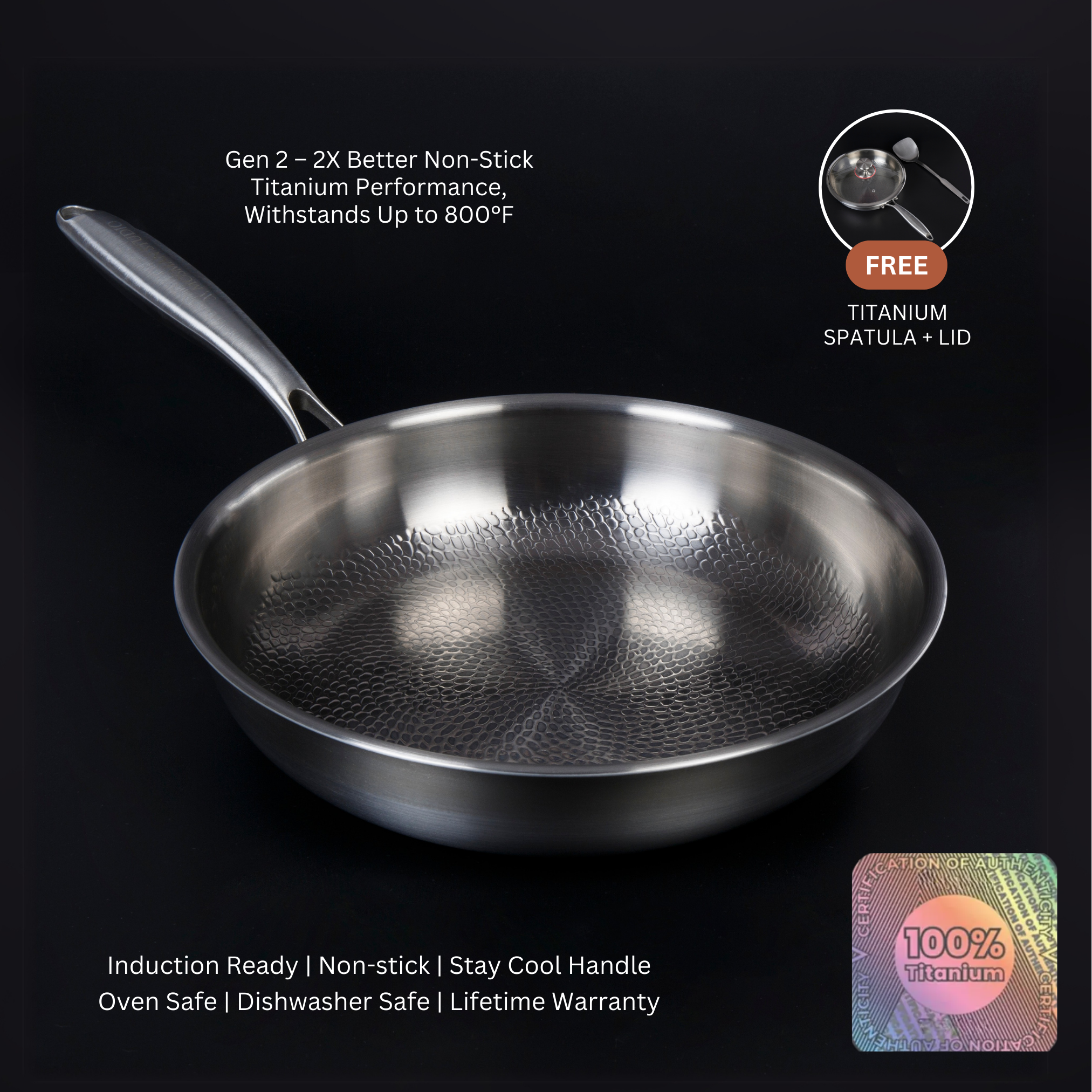 NovaTi Non-Coating Stegepande med Titanium Inderside Nonstick