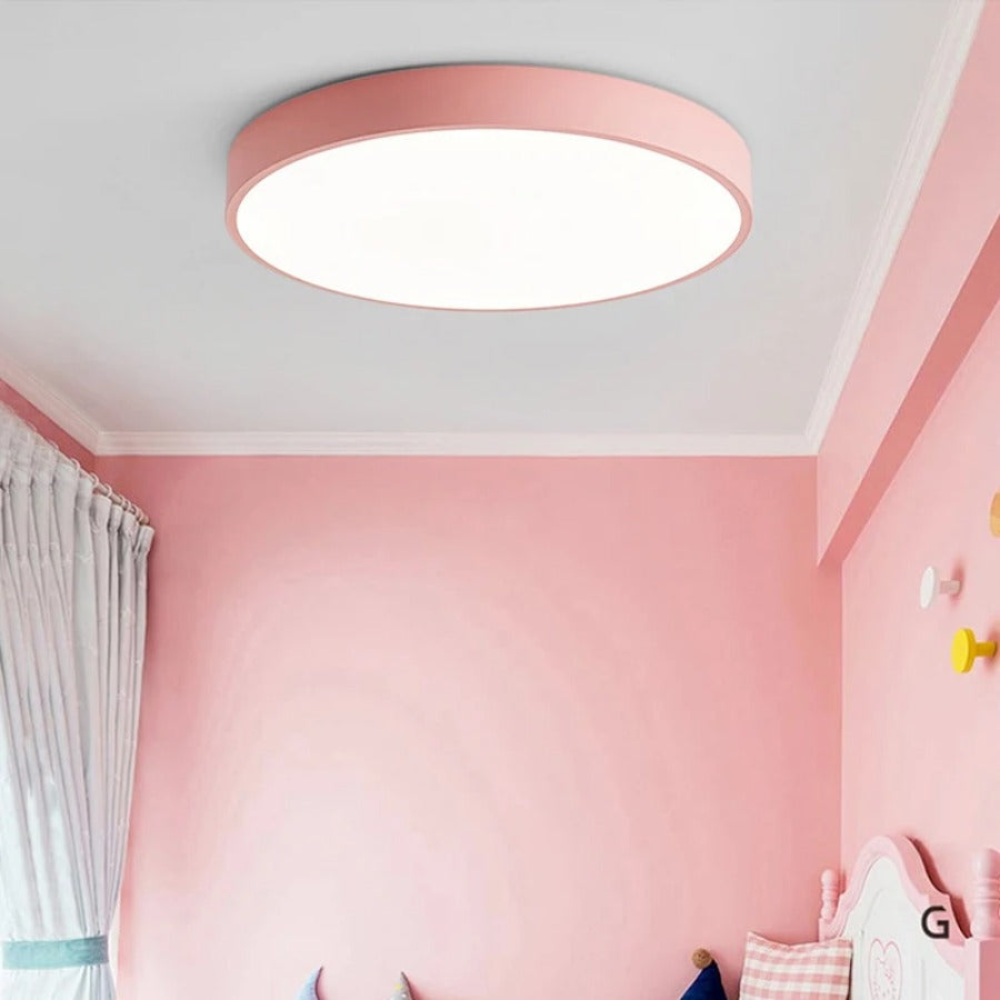 Aelora | Nordisk Træ Cirkulær Loftlampe med Varm Glød