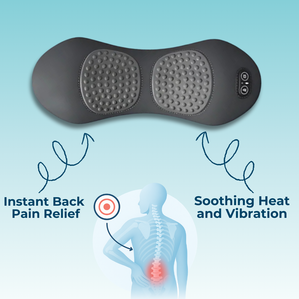 Rygsmerter Massagestol med Varme & Vibration, Rygstøtte til Lindring af Iskias, Lumbal Smerte & Holdningskorrektion – 3-i-1 Hjemmebehandling