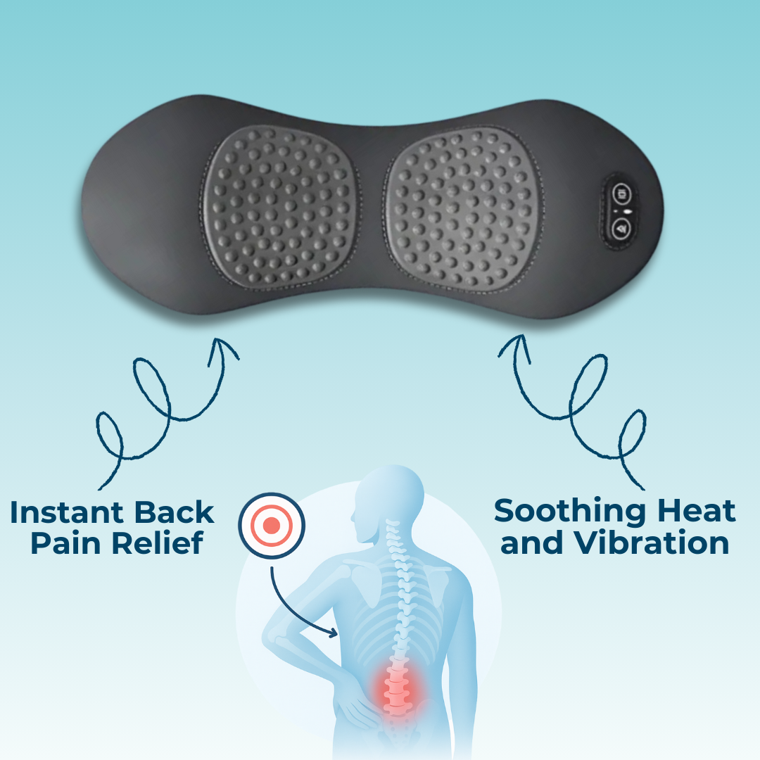 Rygsmerter Massagestol med Varme & Vibration, Rygstøtte til Lindring af Iskias, Lumbal Smerte & Holdningskorrektion – 3-i-1 Hjemmebehandling