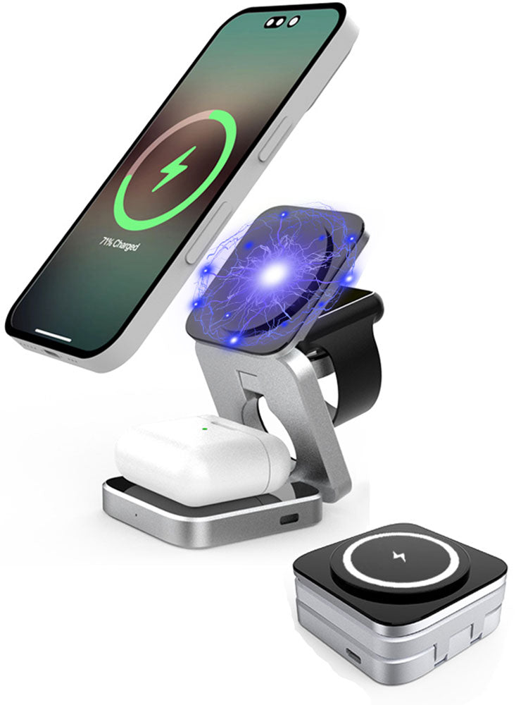 Kompakt Magnetisk Foldbar Trådløs Oplader til iPhone og AirPods
