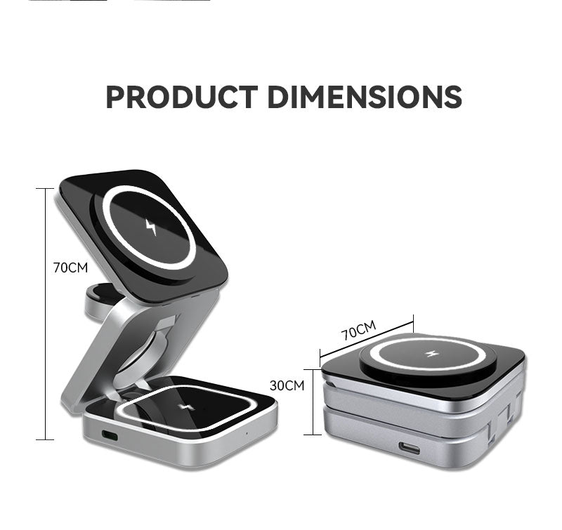 Kompakt Magnetisk Foldbar Trådløs Oplader til iPhone og AirPods
