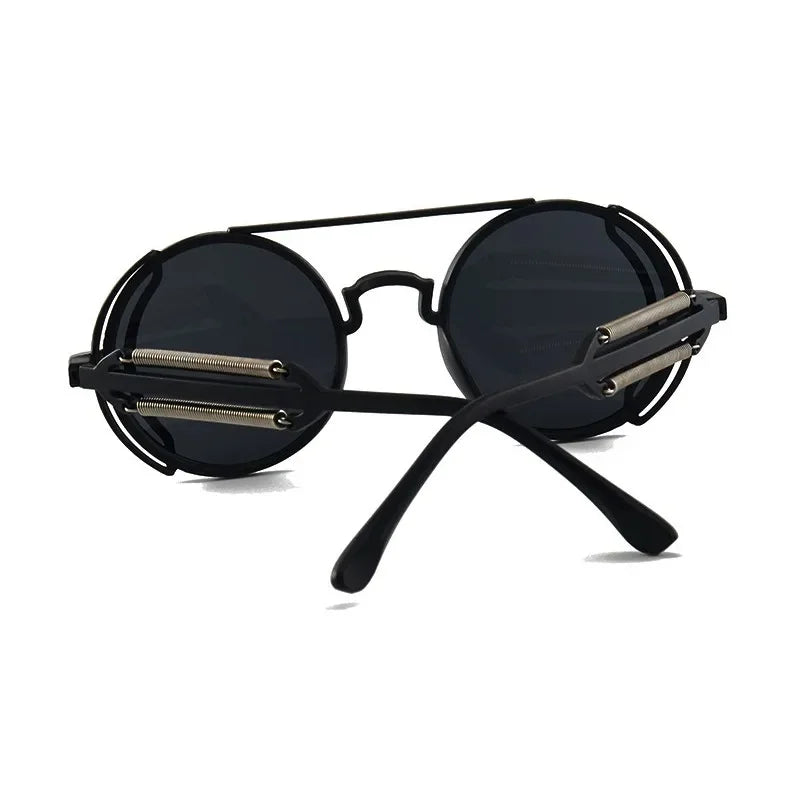 FluxNova Rogue Fusion Retro Runde Solbriller Med Spejl Linser Og Gear Detaljer
