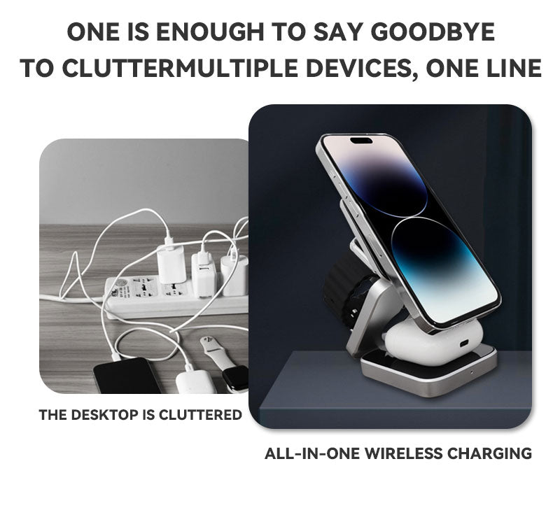 Kompakt Magnetisk Foldbar Trådløs Oplader til iPhone og AirPods