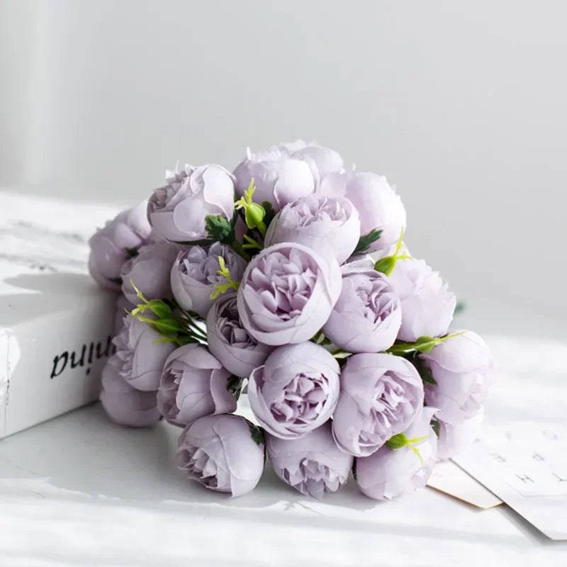 Lyra Silke Pæon Bouquet Med 27 Realistiske Blomster I Romantiske Nuancer | Petprovac