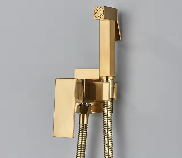 Mat sort bidet brusearmatur i massiv messing, hygiejnebruser, varmt-koldt blandingsventil, toiletarmatur til muslimsk brug