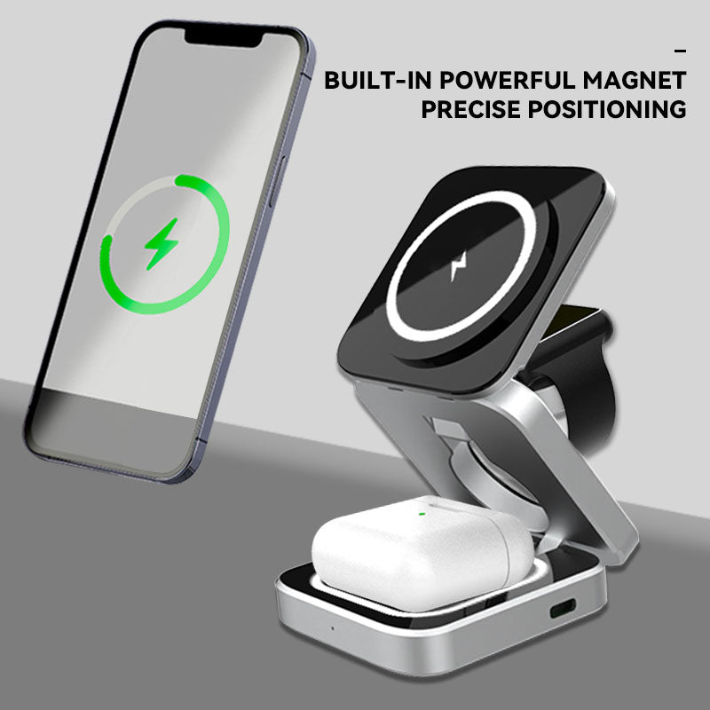 Kompakt Magnetisk Foldbar Trådløs Oplader til iPhone og AirPods