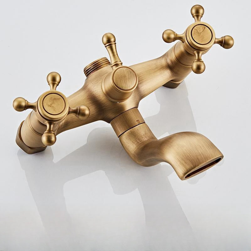 Vintage Kobbershower Sæt Med Messingarmatur Og Funktionelle Bruserhoveder