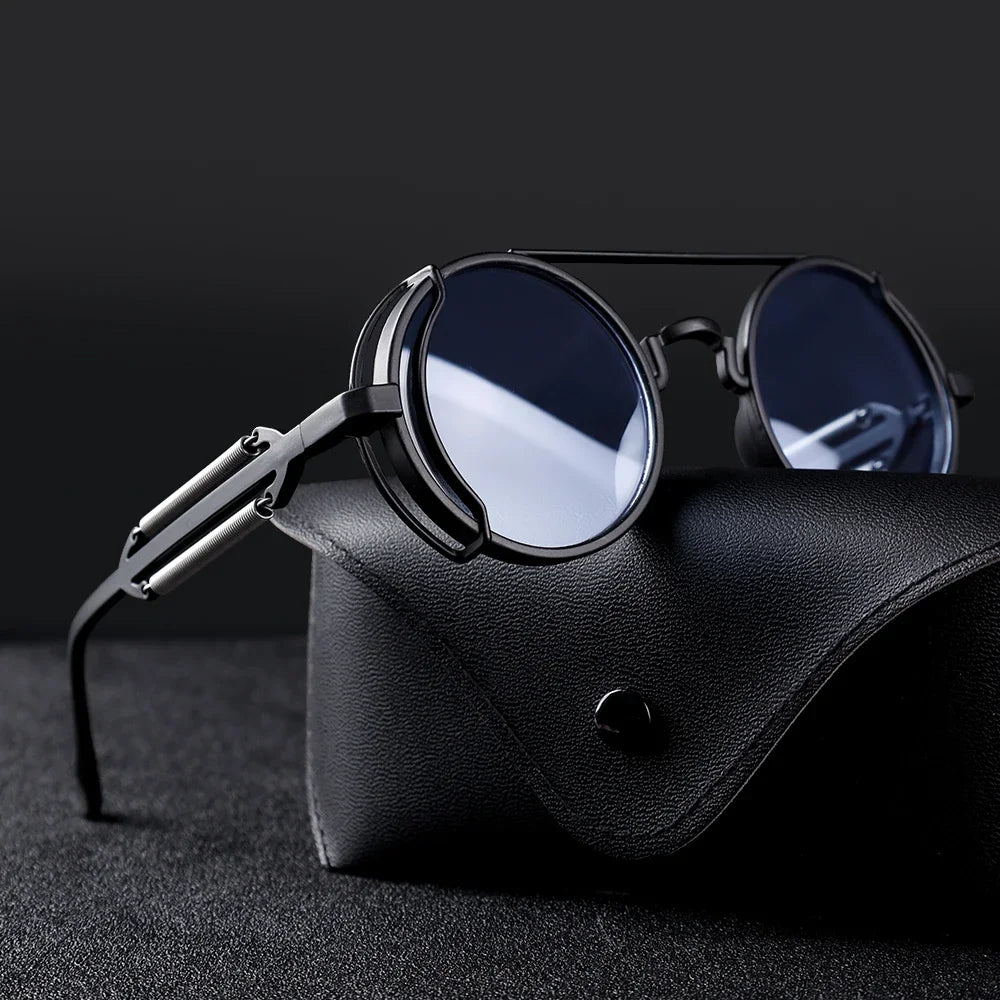 FluxNova Rogue Fusion Retro Runde Solbriller Med Spejl Linser Og Gear Detaljer