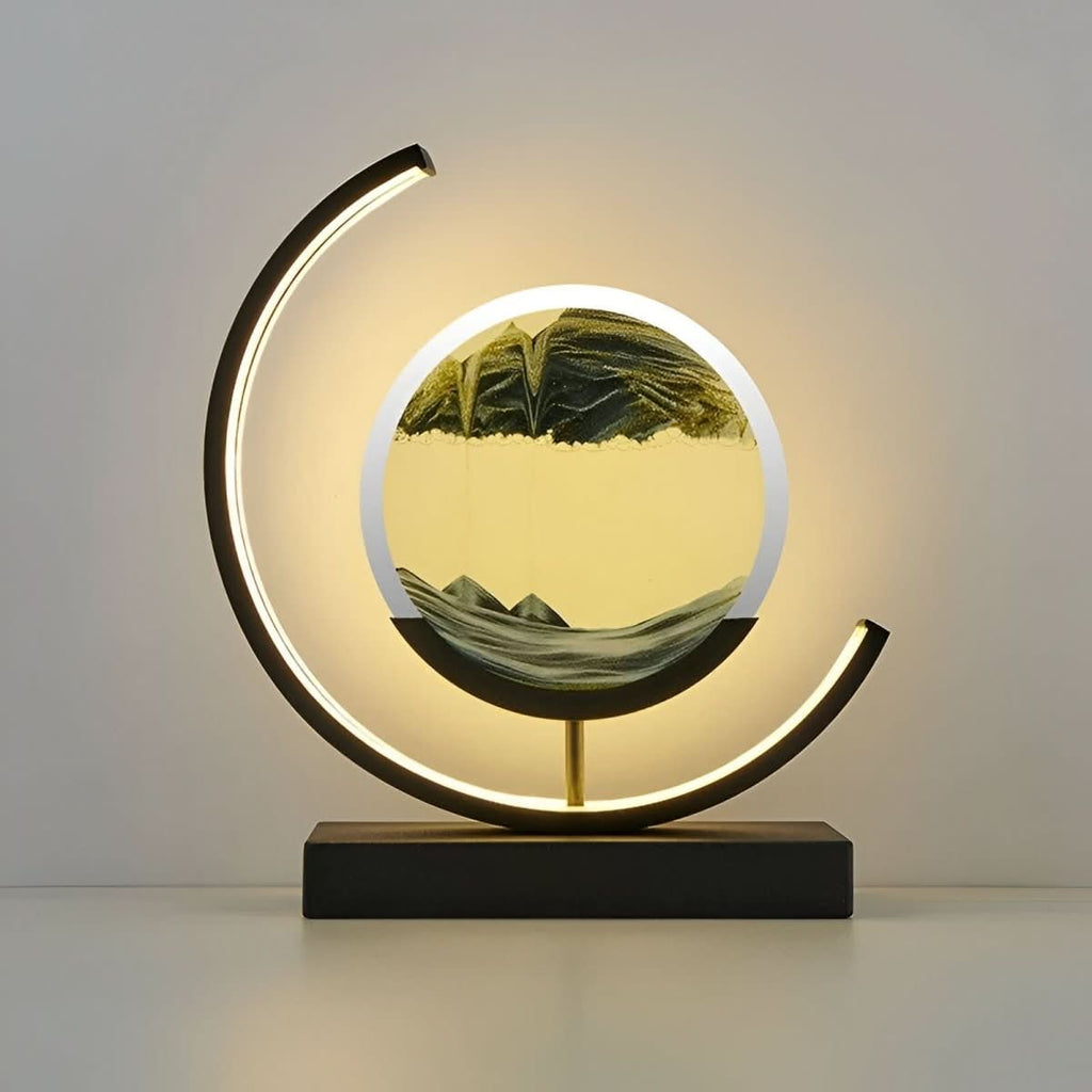 Sandlampe med bevægende sand og dæmpbar LED-belysning for en afslappende atmosfære