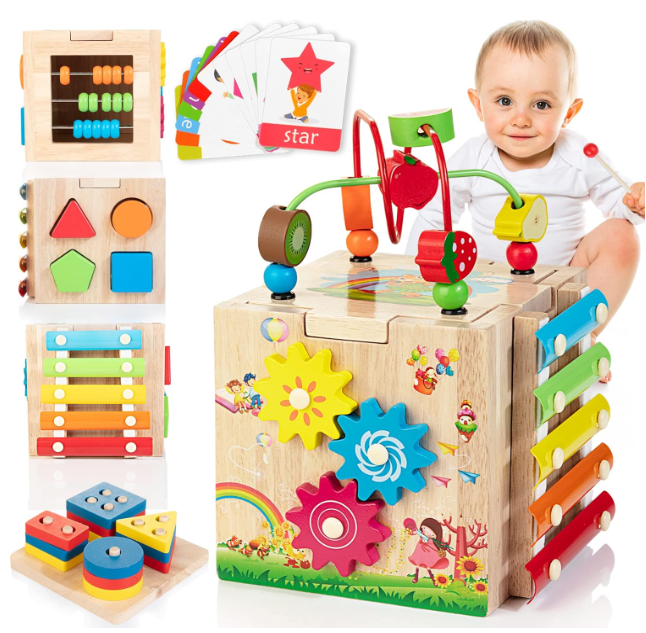 EduCube 8-i-1 Montessori Læringslegetøj | 8 Aktiviteter | 18+mnd