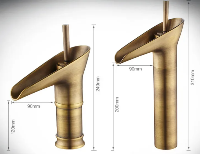 Vandfaldsvaskearmatur i messing med elegant design til badeværelset