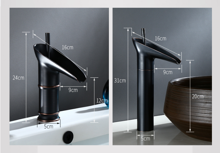 Vandfaldsvaskearmatur i messing med elegant design til badeværelset
