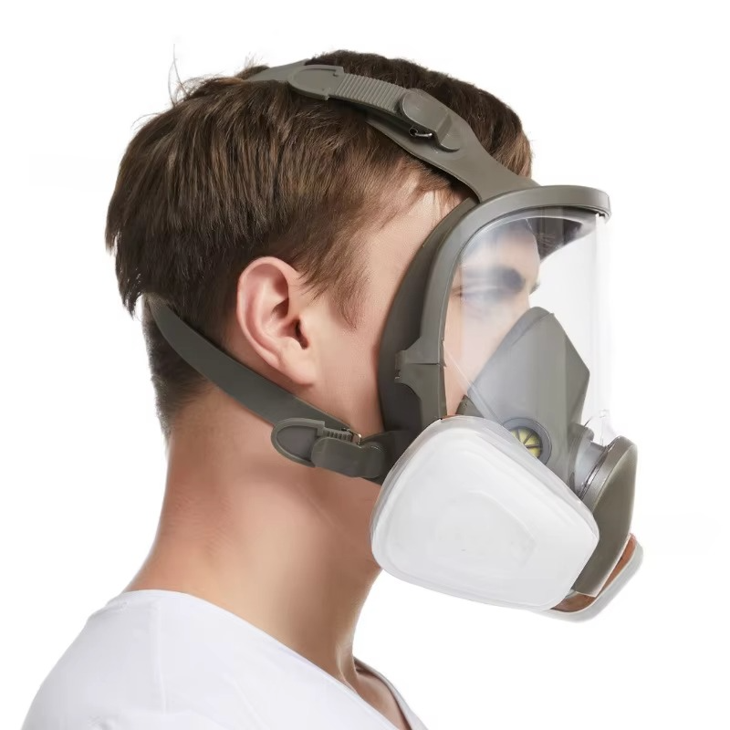 Omfattende helansigts respirator sikkerhedsgasmaske med anti-dug beskyttelse