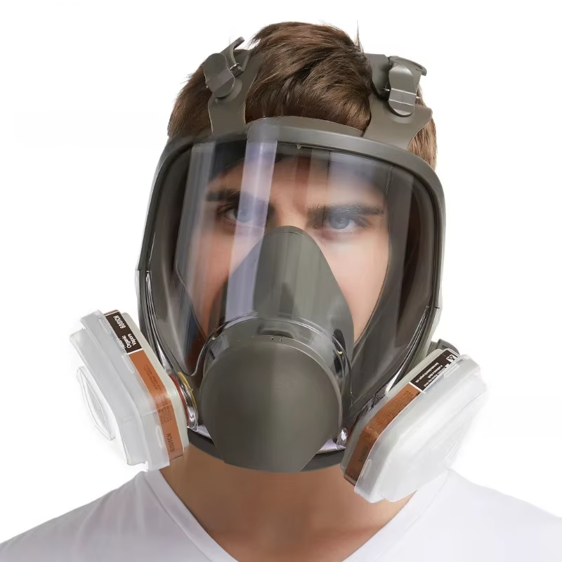 Omfattende helansigts respirator sikkerhedsgasmaske med anti-dug beskyttelse