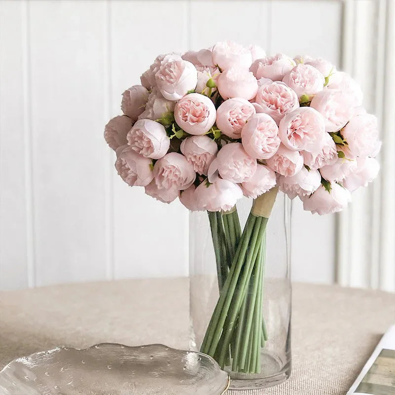 Lyra Silke Pæon Bouquet Med 27 Realistiske Blomster I Romantiske Nuancer | Petprovac