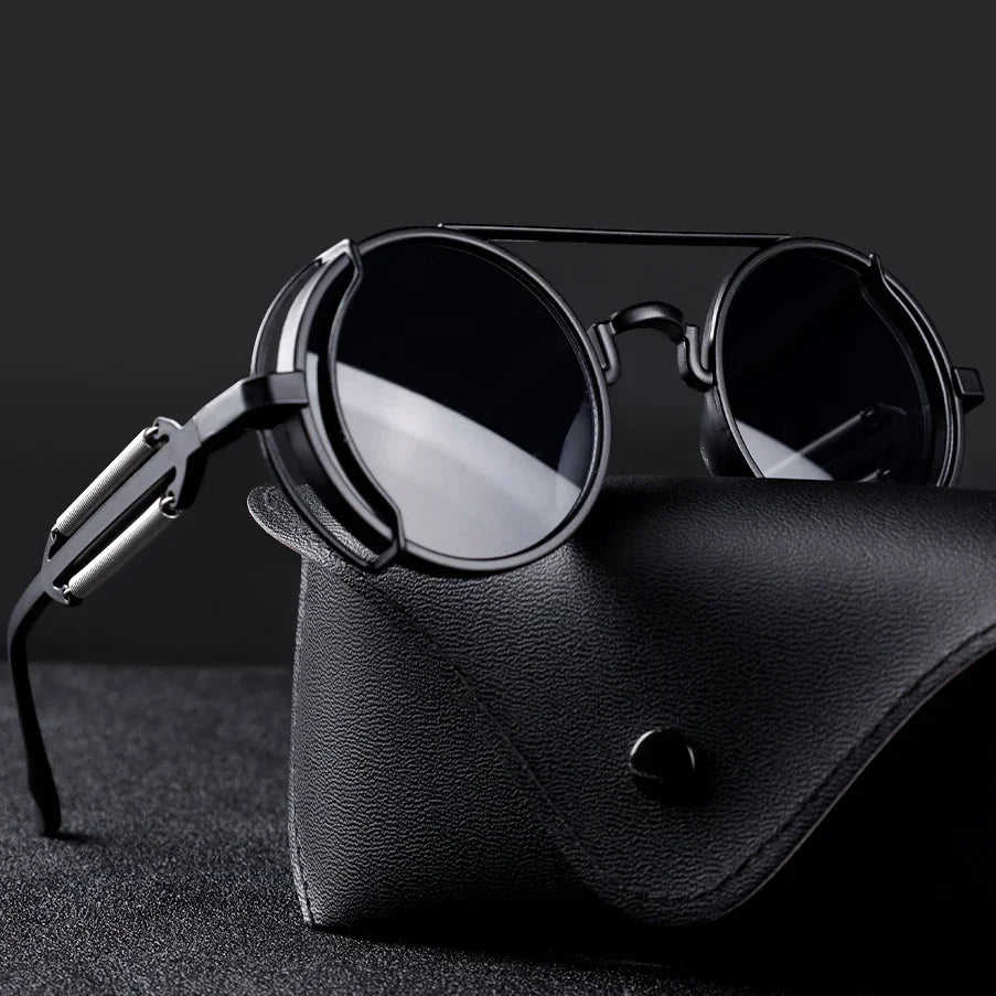 FluxNova Rogue Fusion Retro Runde Solbriller Med Spejl Linser Og Gear Detaljer