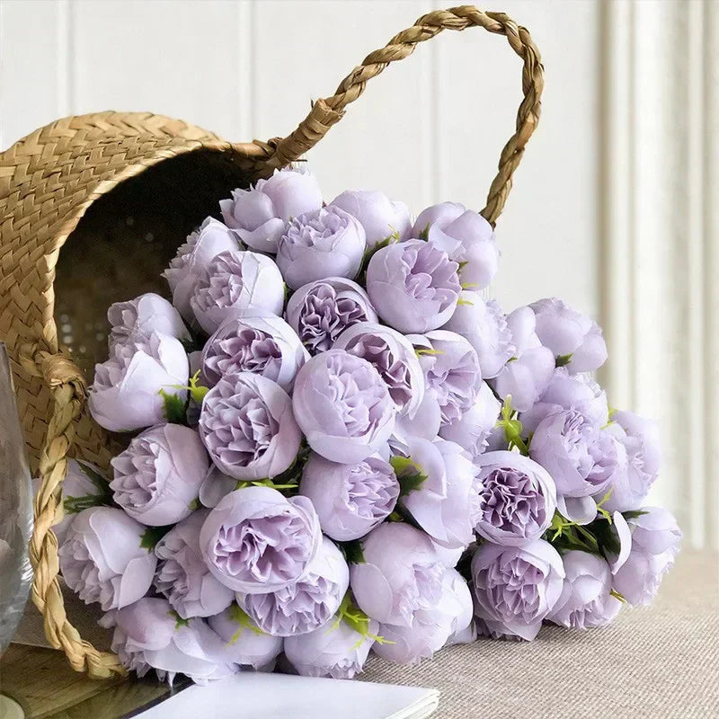 Lyra Silke Pæon Bouquet Med 27 Realistiske Blomster I Romantiske Nuancer | Petprovac