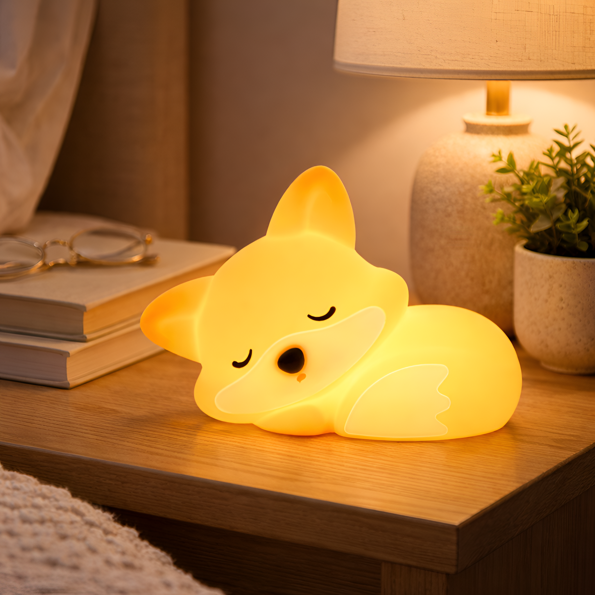 Nymera - Silikone Ræve Natlampe med USB Opladning