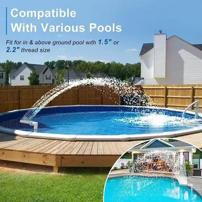 Sol-Poolfontæne med LED & Dobbelt Sprøjtebue – For natlig poolmagi