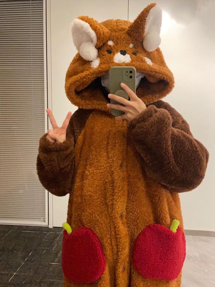 Kawaii Tegneserie Rød Panda Pyjamas Sæt