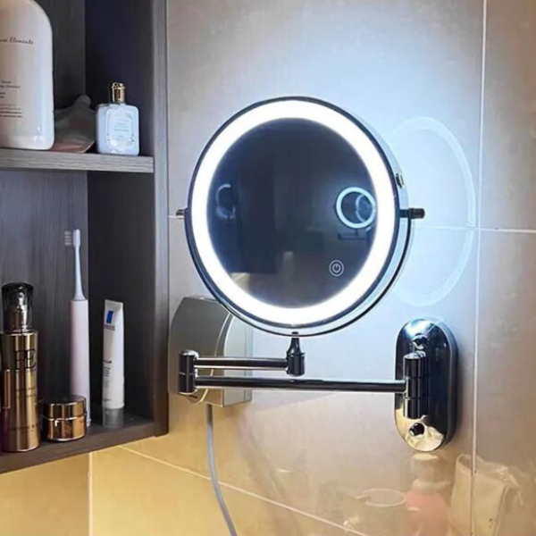 Genopladeligt Forstørrelsesspejl med LED til Makeup Entusiaster i Sort