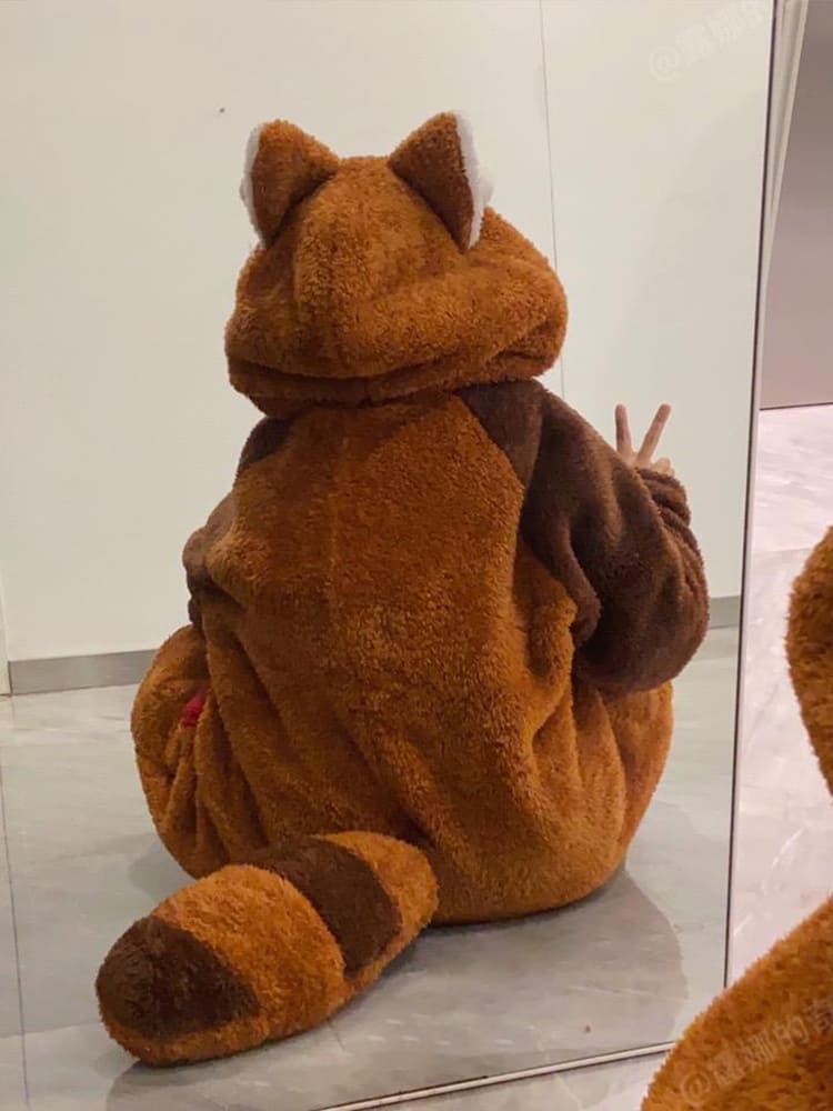 Kawaii Tegneserie Rød Panda Pyjamas Sæt