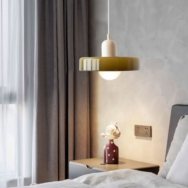 Bauhaus Pendellampe i Farget Glas med Justerbart Ophæng