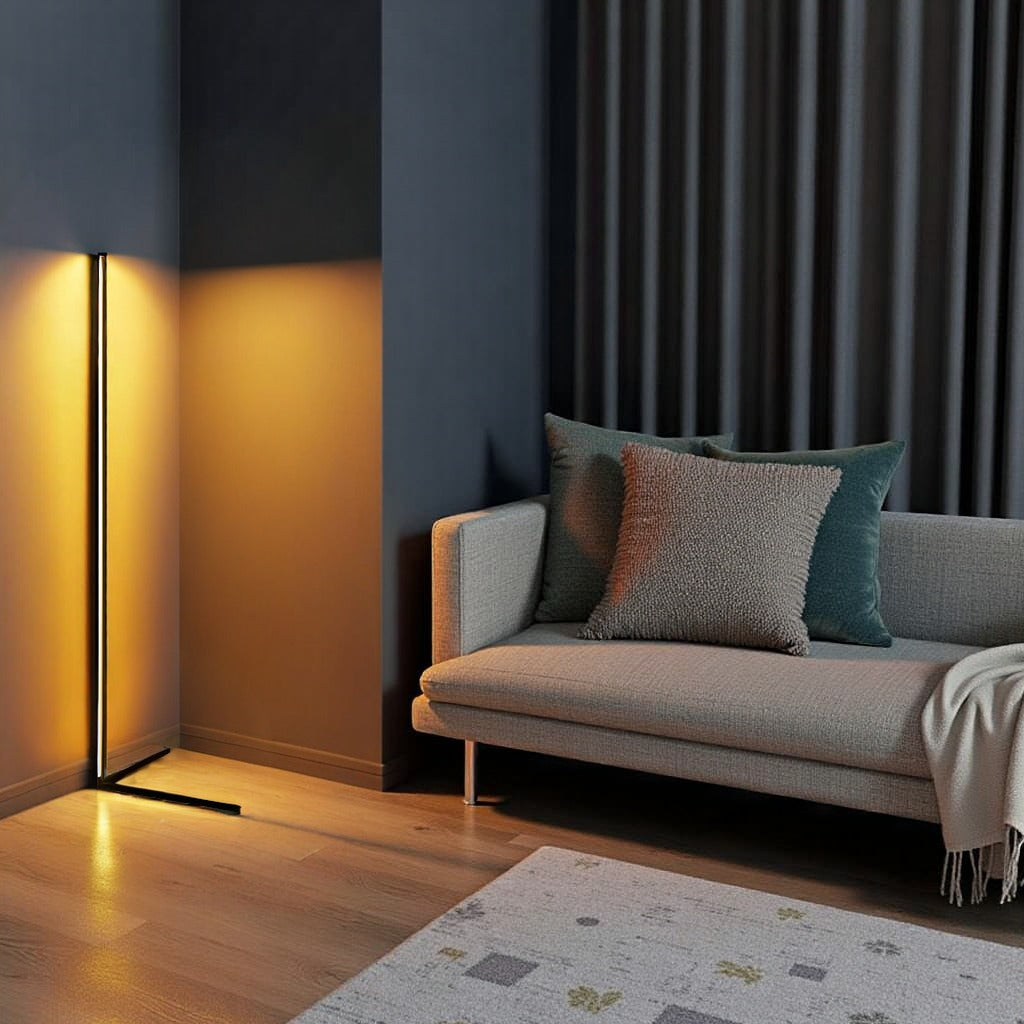 Minimalistisk LED Gulvlampe med Dæmpbare Lystilstande og Moderne Lineært Design