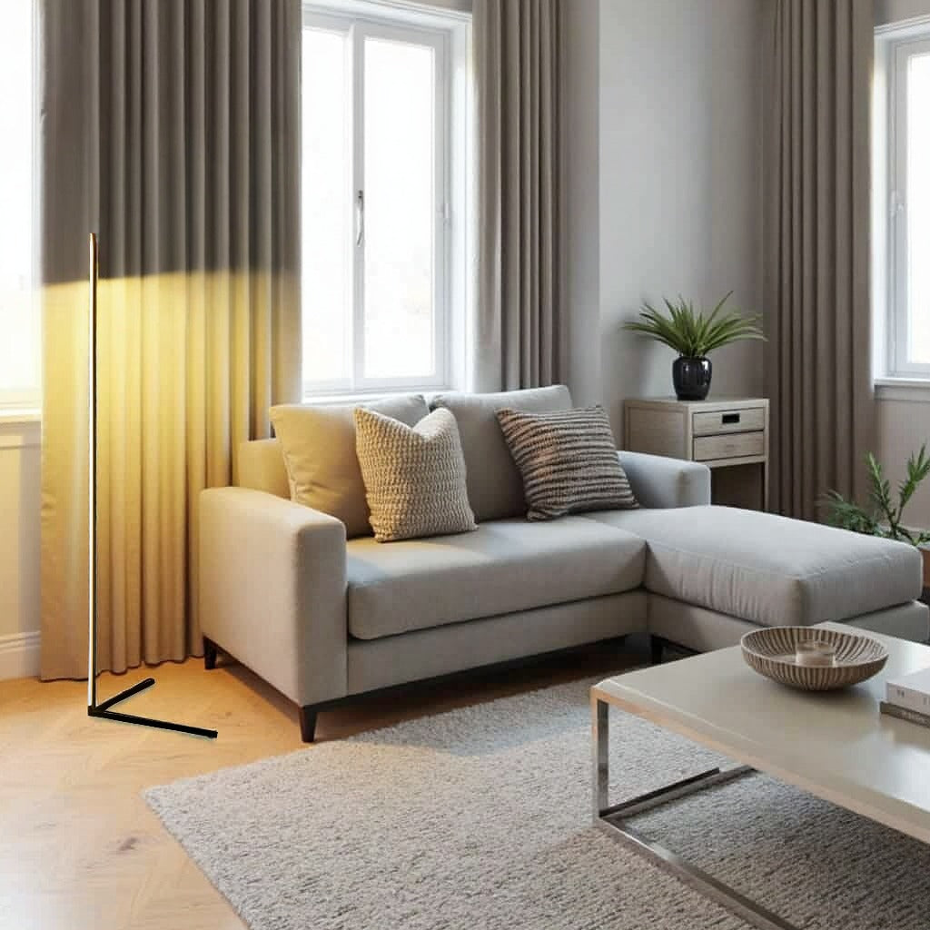 Minimalistisk LED Gulvlampe med Dæmpbare Lystilstande og Moderne Lineært Design