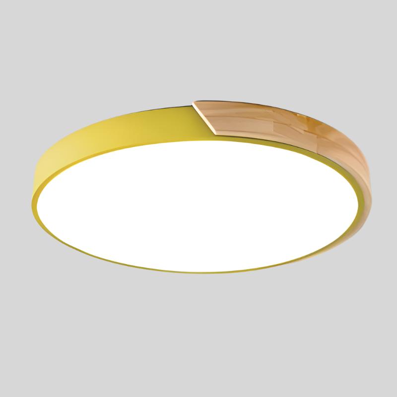 Aelora | Nordisk Træ Cirkulær Loftlampe med Varm Glød