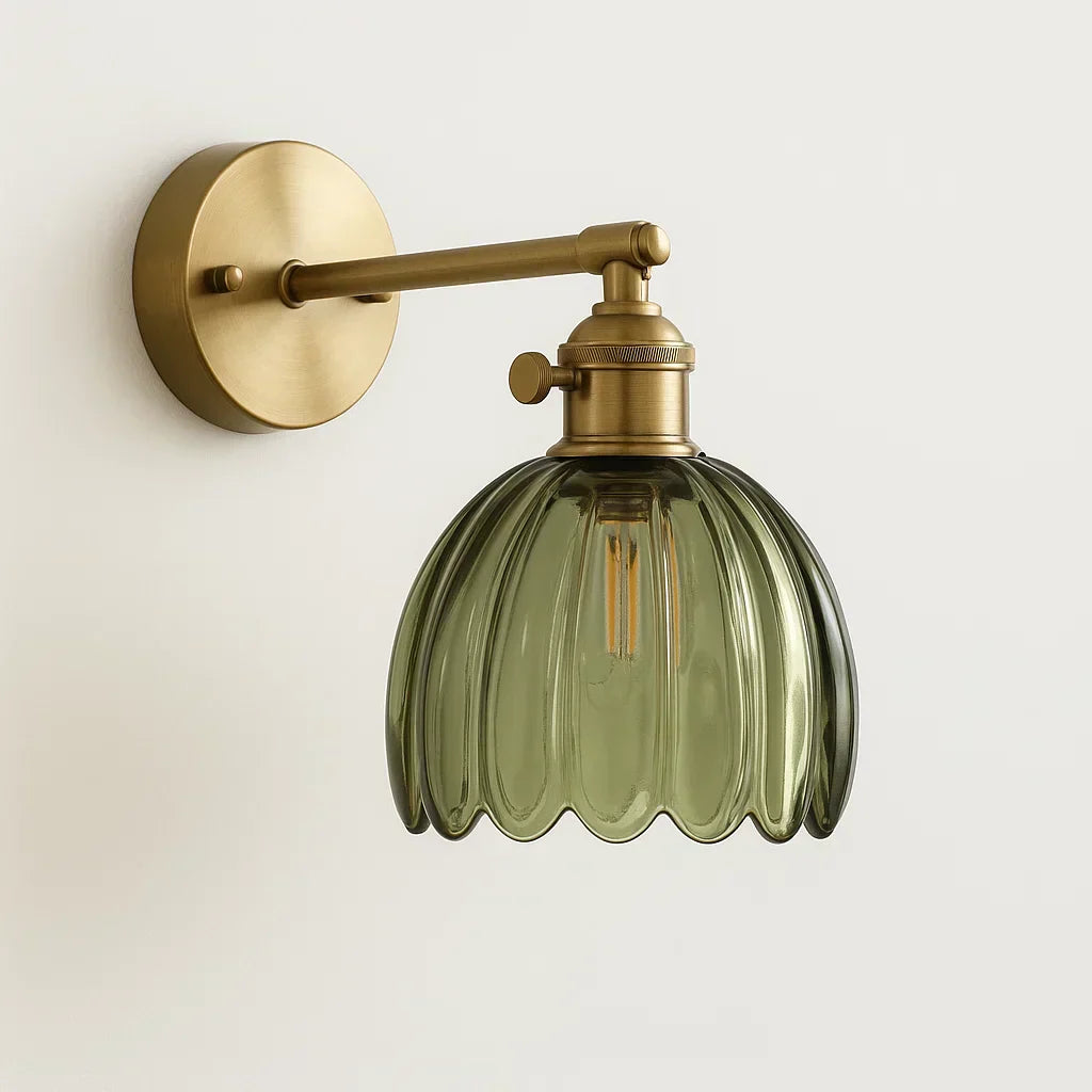 Retro Væglampe med Tulipan Glas Skærm | Vintage Stil