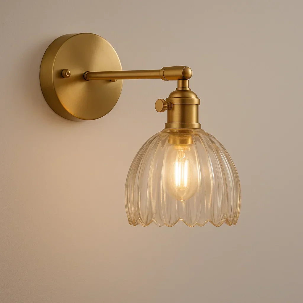 Retro Væglampe med Tulipan Glas Skærm | Vintage Stil