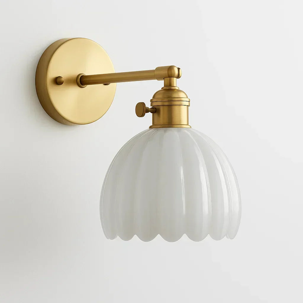 Retro Væglampe med Tulipan Glas Skærm | Vintage Stil