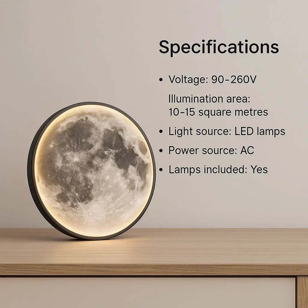 NovaLume Moon Glow LED Lampe med Dæmper til Blød Hyggelig Atmosfære i Soveværelset