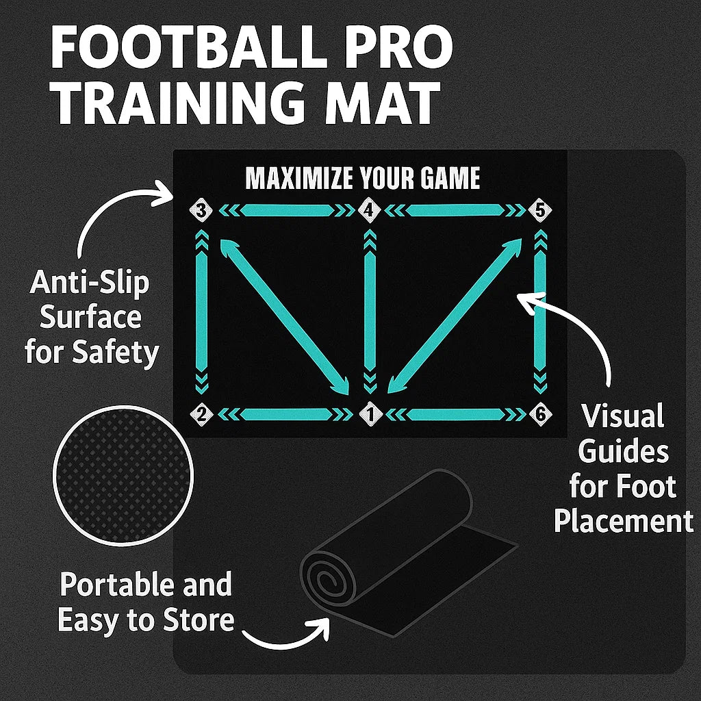 Fodbold Pro Træningsmåtte | Anti-Skli, 2x2m Plads til Færdighedsforbedring og Hjemmetræning