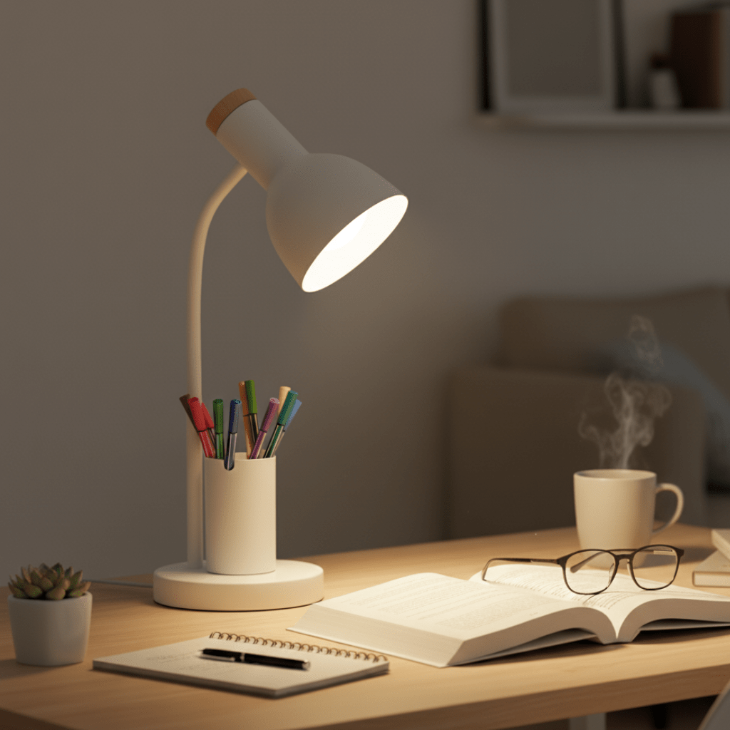 Strahlwächter – LED skrivebordslampe med penneholder til orden & stil