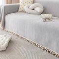 Kæledyrsvenlig Herringbone Frynse Sofa Cover med Boho Stil